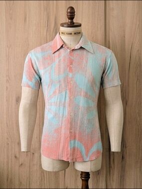 Custo Barcelona Coral & Mint Short-Sleeve Button-Down Shirt